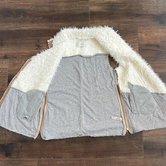 Saturday Sunday Anthropologie Faux Suede Sherpa Moto Long Zip Vest Cozy Western - Picture 11 of 14
